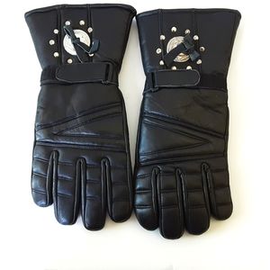 VTG MOTORCYCLE RIDERS Unisex Soft Leather Gauntlet Concho Stubbed Gloves